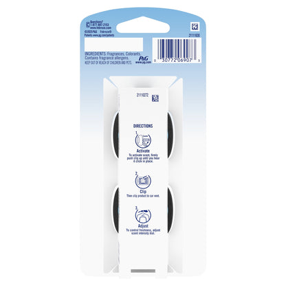 Febreze AUTO Car Air Freshener, Odor-Fighting Car Vent Clip, Midnight Storm, 2 Count