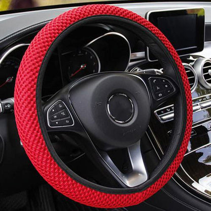 PWFE Universal 38cm Car Auto Steering Wheel Cover, Elastic Ice Silk, Summer Cool Non-Slip Auto Accessories - Purple