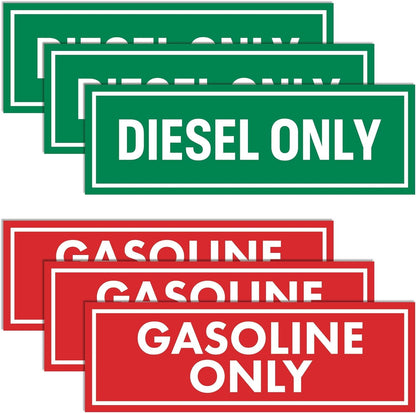 Sutter Signs 6pc Diesel Only & Gasoline Only Stickers for Fuel Tank | Weatherproof Adhesive Decals for Trucks, Tractors, Fuel Cans, Gas Caps