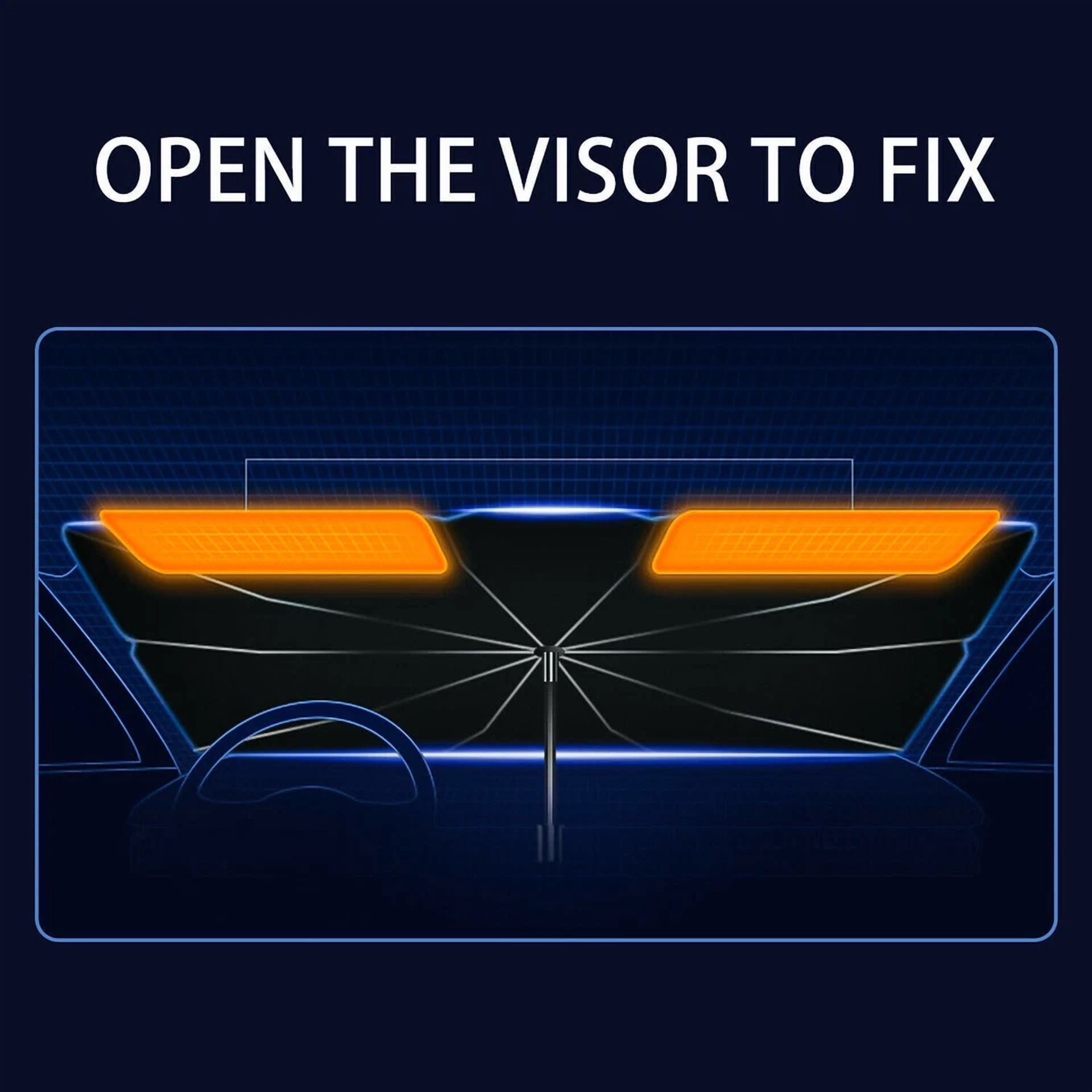 53" Car Windshield Sun Shade Foldable Umbrella Front Window Sun Uv Protection