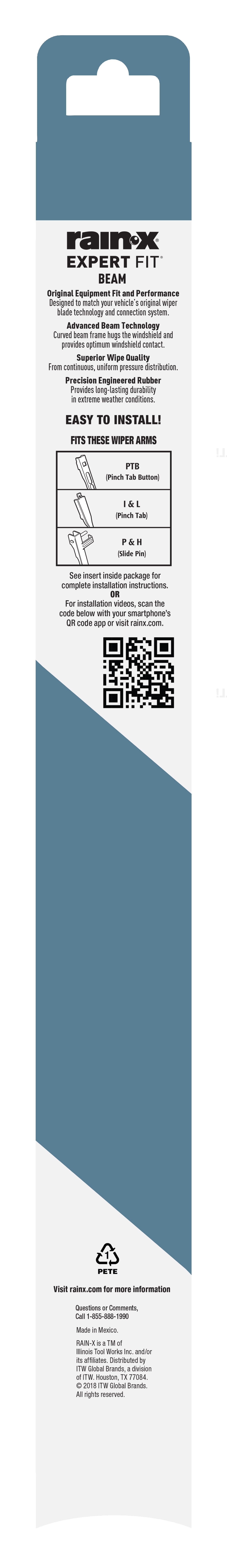 Rain-X Expert Fit Beam Windshield Wiper Blade, 17" B17-2 - 840005