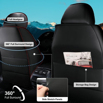 AOMSAZTO Car Seat Covers Fit for Toyota RAV4 2013-2025 Full Set Leather Seat Cushion Waterproof Automotive Seat Protectors(5 Seats,Black)