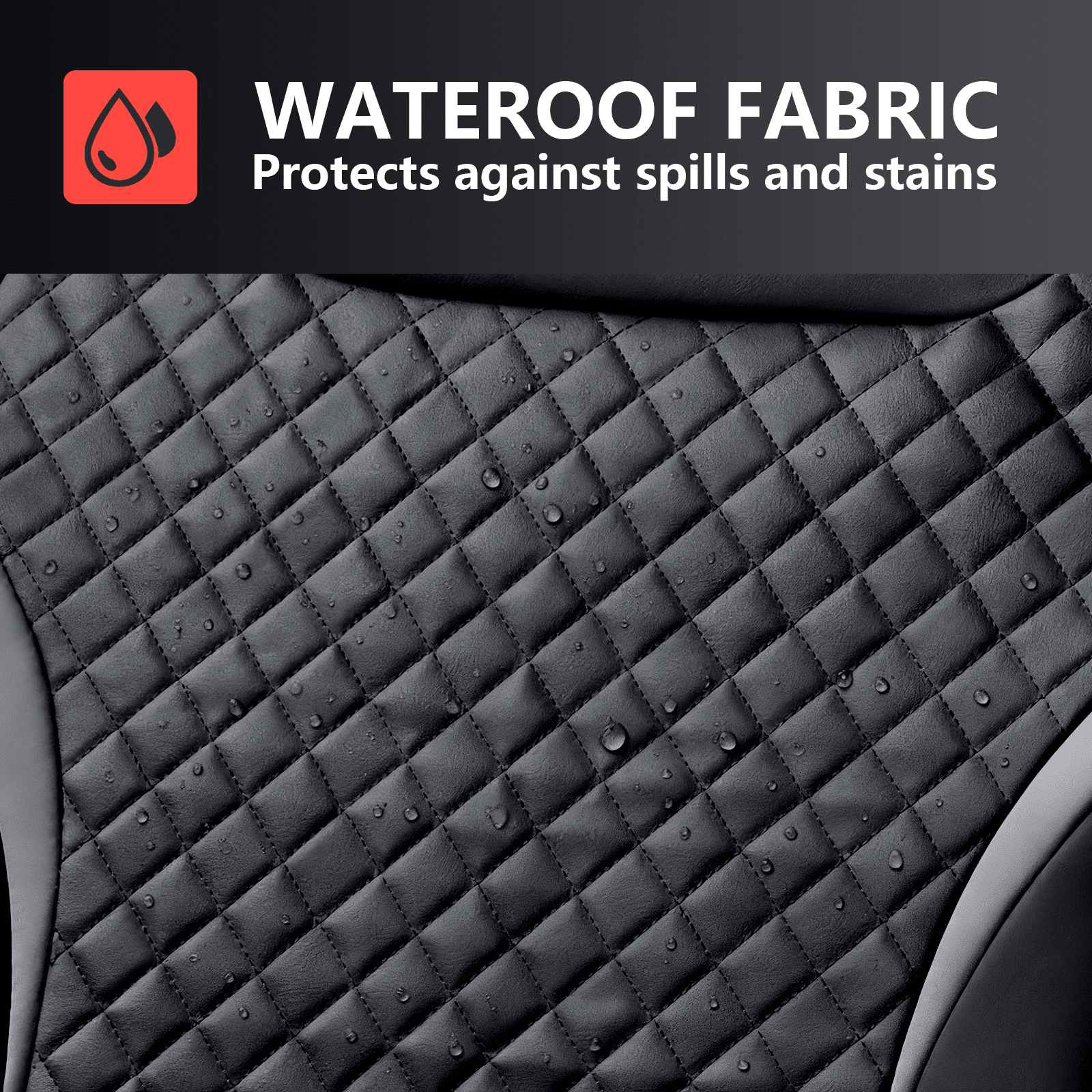 Coverado PVC&Fabric Car Seat Covers, Front and Back Car Seat Protectors, 5 Seats Universal Fit for Most Cars SUV Trucks, Black