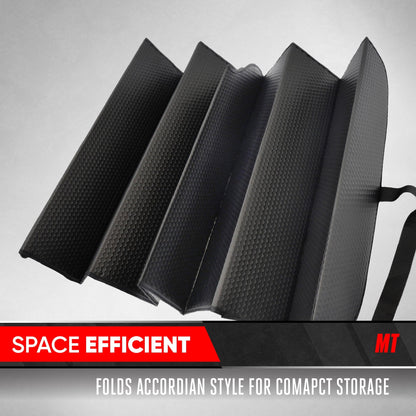 Motor Trend Windshield Sunshade for Car Truck & SUV, Black - Folding Car Sun Shade for Front Window, Auto Sun Visor Heat Protection, Car Sunscreen Blocks UV Rays and Keeps Vehicle Cool (58 x 24 Inch)