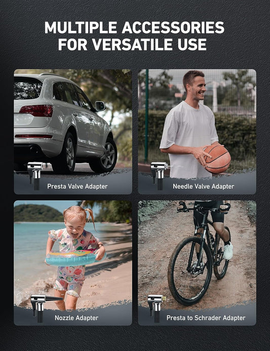 AstroAI Tire Inflator Air Compressor Portable 150PSI Metal Cylinder Fast Inflation Pump 12V DC with LED Light for Cars, Bicycles, Other Inflatables, Car Accessories