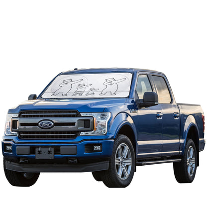 FH Group Dancing Bears Car Windshield Sun Shade, UV Coating Designed to Block the Sun's Rays, Keep Car Cool and Protected - Gray Small