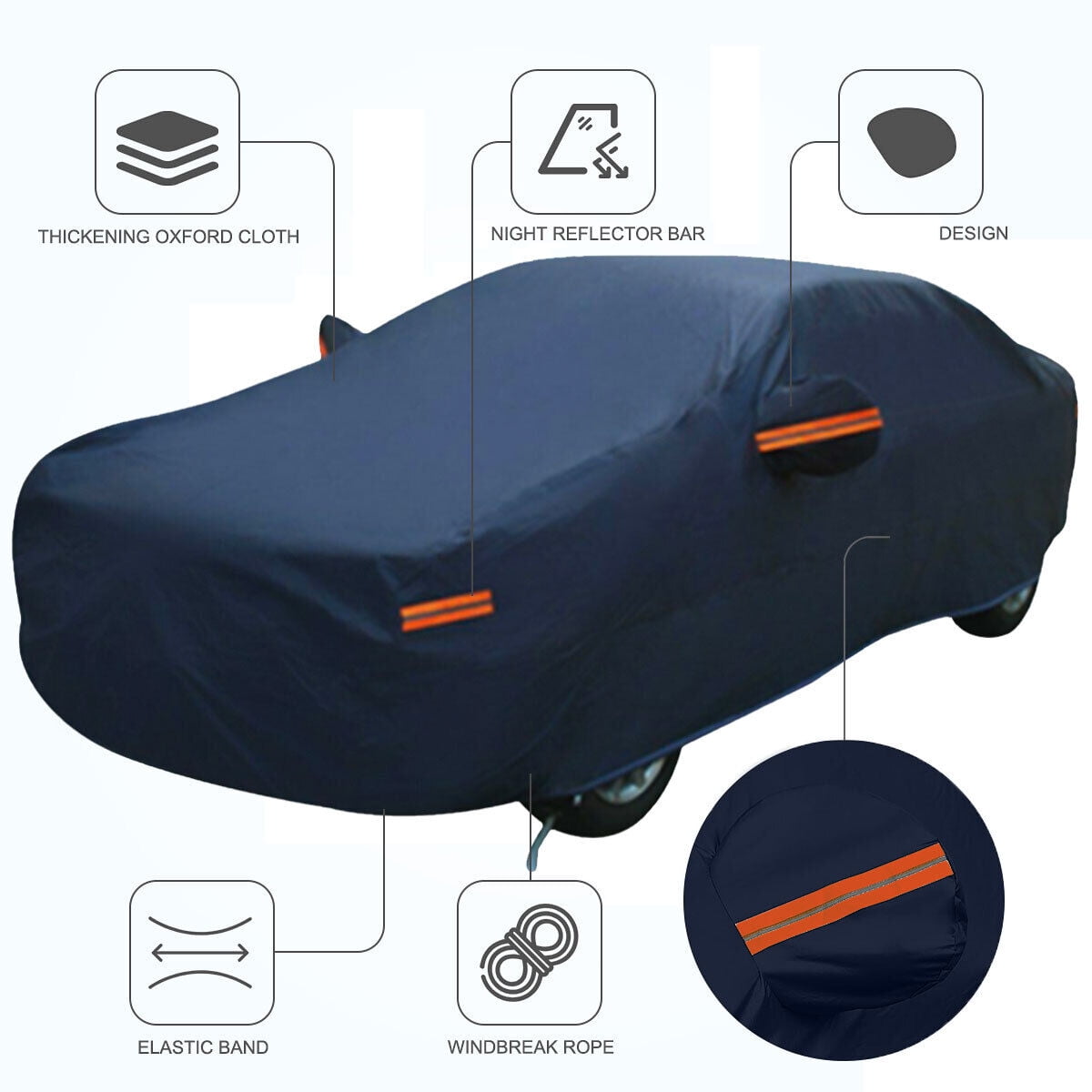 JLLOM Car Cover Heavy Duty Waterproof Full Car Cover All Weather Protection Outdoor Indoor Use UV Dustproof for Auto SUV Sedan