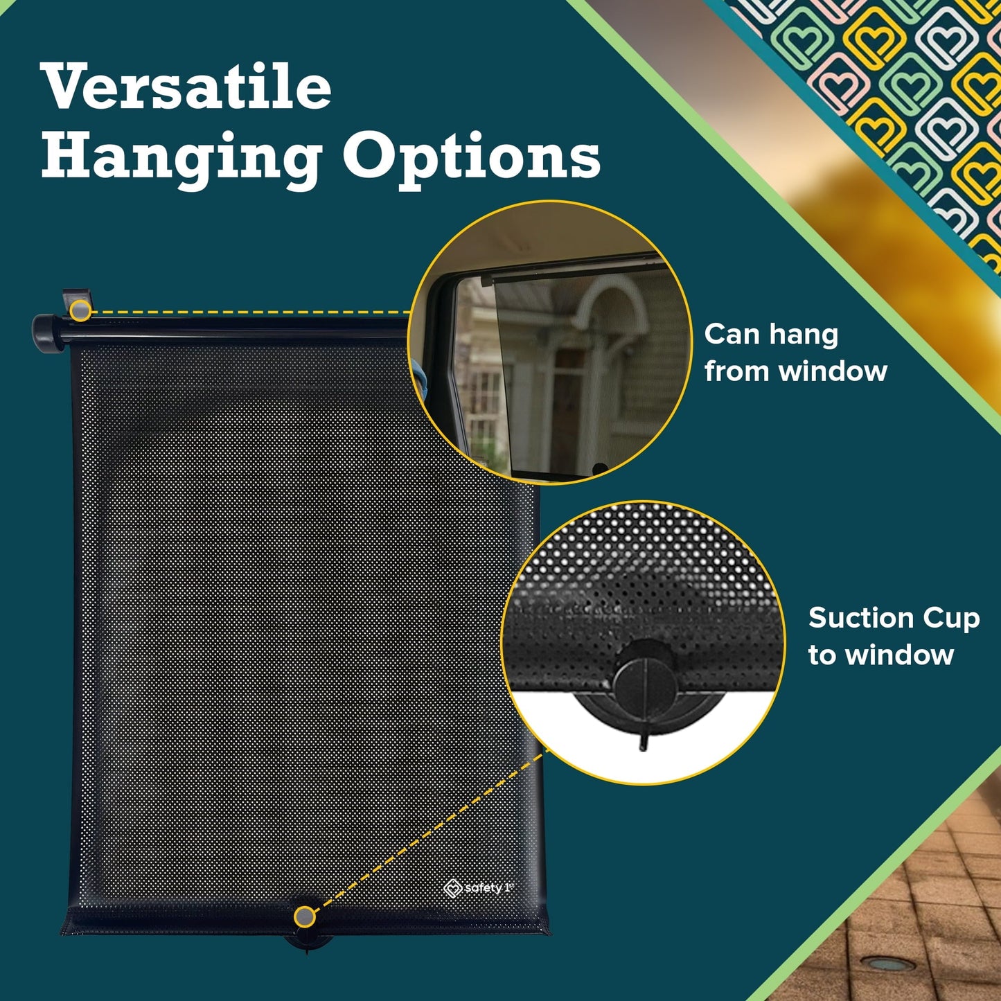 Safety 1st Retractable Roller Shade Sun Protection for Car Windows, 2-Pack