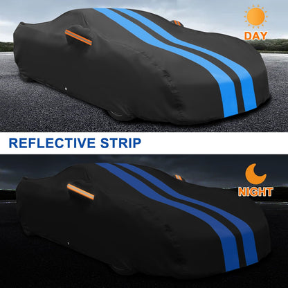 FANOTEK Car Cover Custom Fit for Ford Mustang 1982-2025, Waterproof PEVA with Soft Liner Full Cover, Outdoor Sun UV Rain Dust Protection All Weather