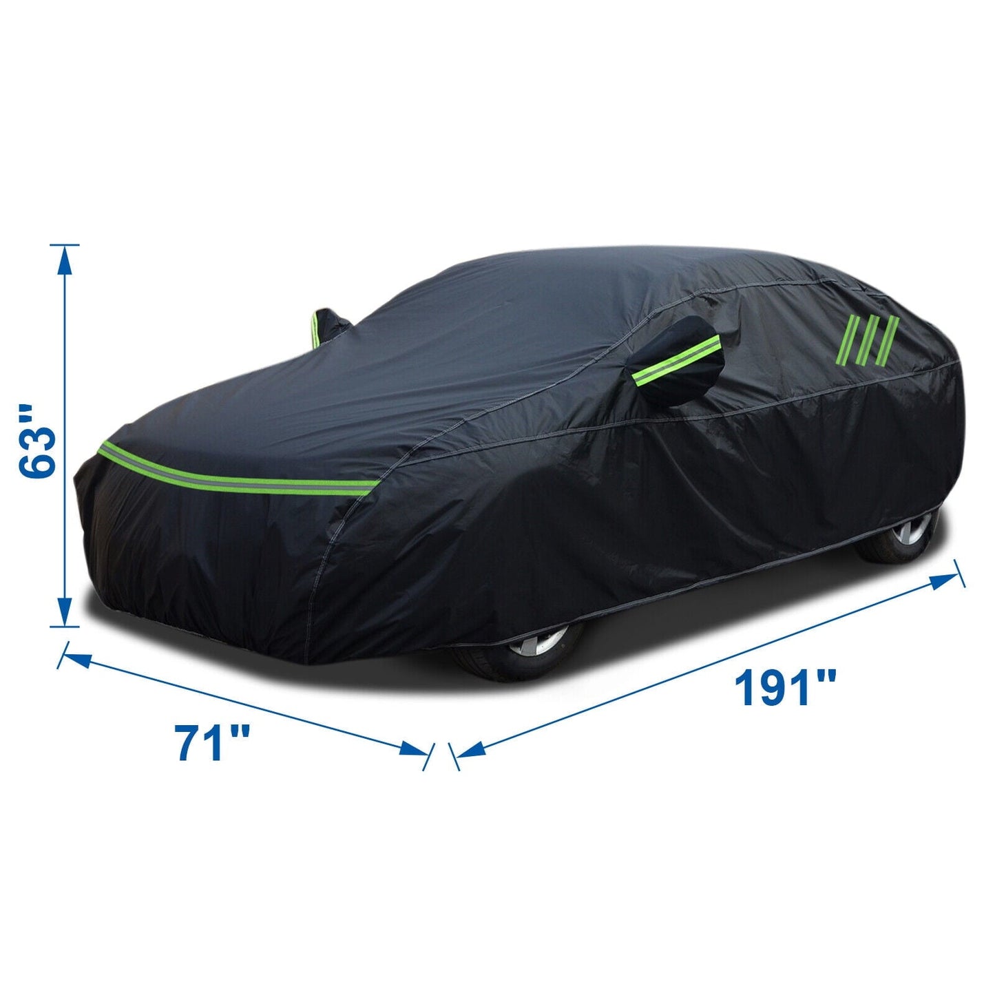 For Toyota Camry Car Cover, Thickened PEVA+Cotton Waterproof Sedan Full Cover with Lock Outdoor Indoor Snow Rain Sun Dust Protection All Weather Black