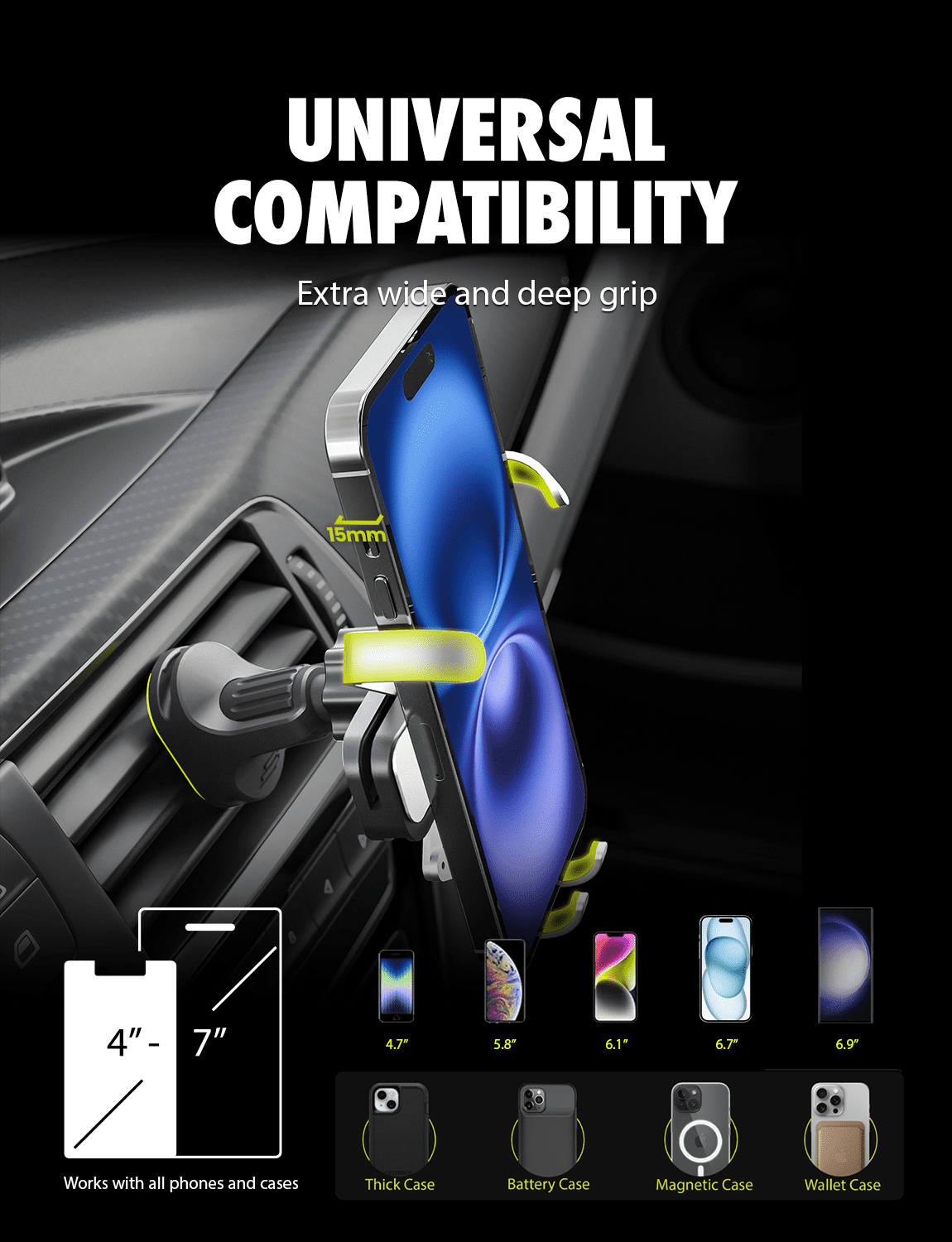 Bracketron AutoGrip Gravity Universal Car Vent Phone Mount, Hands-Free Cell Phone Holder for Car, Adjustable 360° Air Vent Mount Compatible with iPhone & Samsung