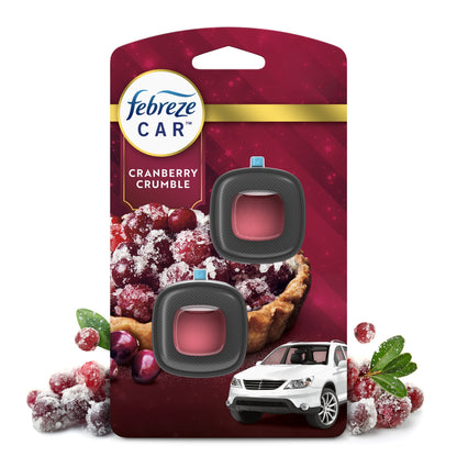 Febreze Car Air Freshener, Odor-Fighting Car Vent Clip, Cranberry Crumble, 2 Count