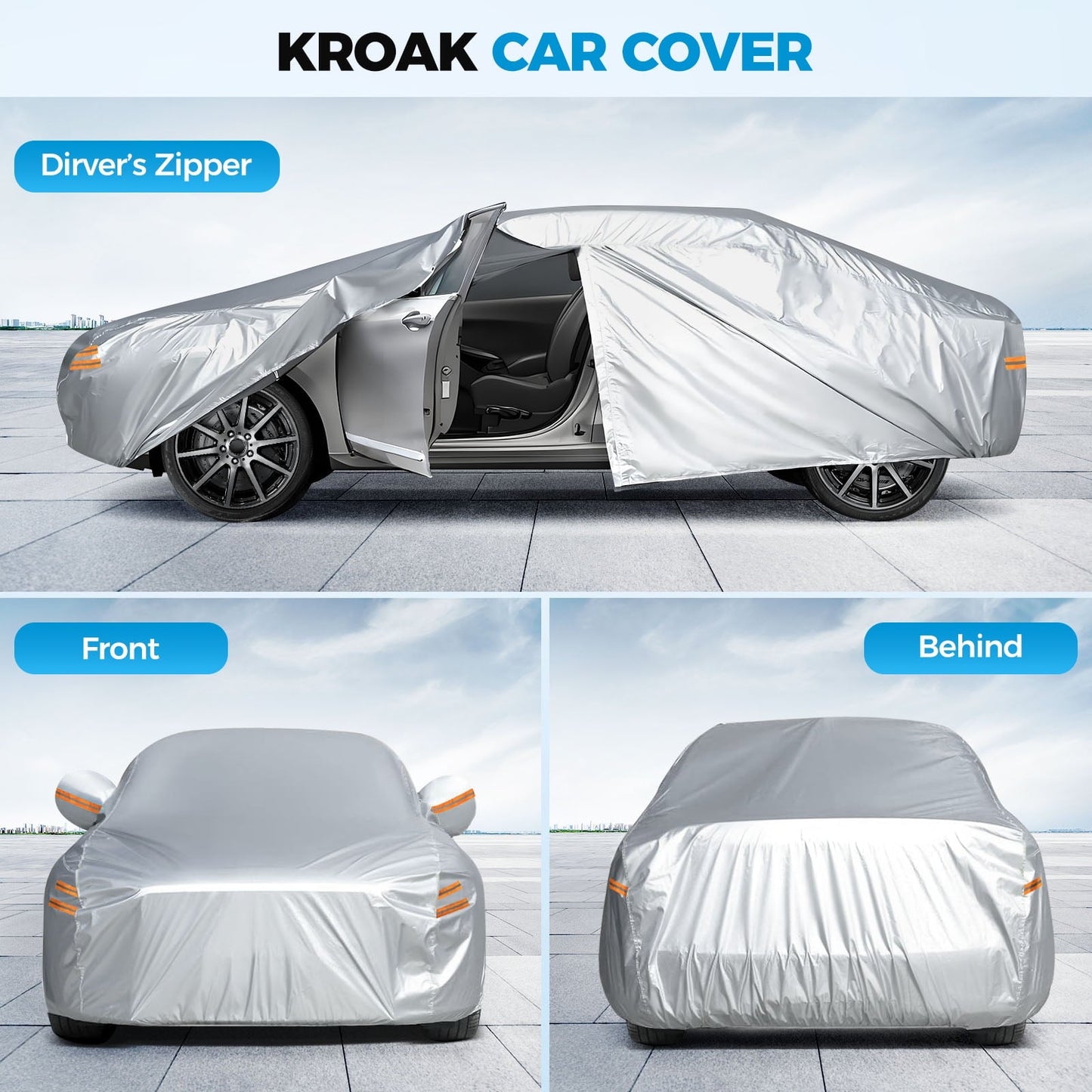 Tsumbay Car Cover Waterproof All Weather for Automobiles,Outdoor Full Exterior Covers Sedans Length 186 to 193, 194 To 208, Rain Winter Sun Protection Fit To