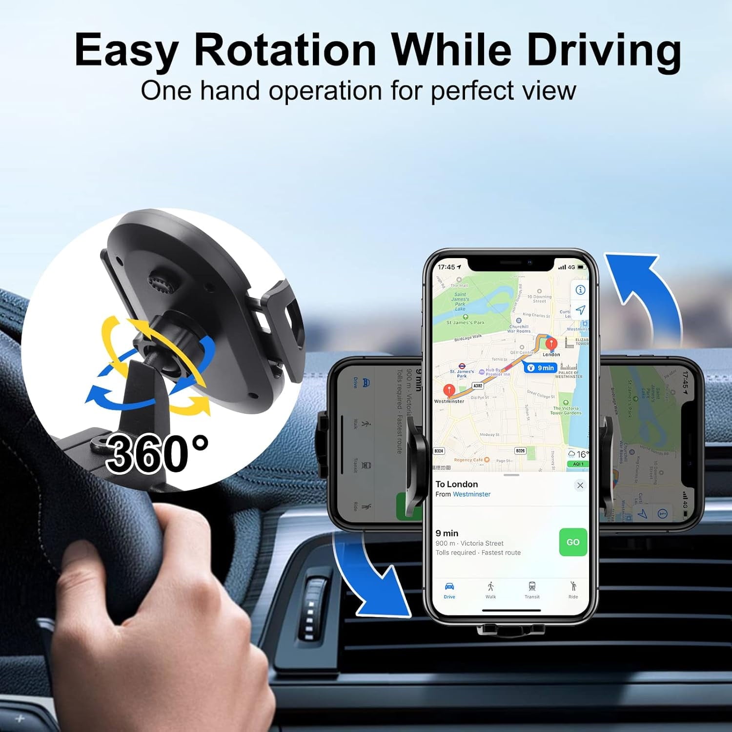 DIAMOOKY Phone Mount for 2018-2023 Jeep Wrangler JL JLU & Gladiator JT, Phone Holder Dash Tray System Kit with Metal Rod Extension Arm 360° Adjustable