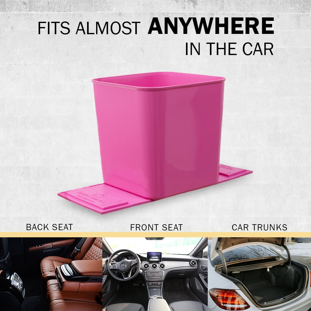 Haussimple Car Trash Can Garbage Bin Waterproof Auto Wastebasket Pink- High 7.5\", Length 7.5\"