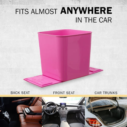 Haussimple Car Trash Can Garbage Bin Waterproof Auto Wastebasket Pink- High 7.5\", Length 7.5\"