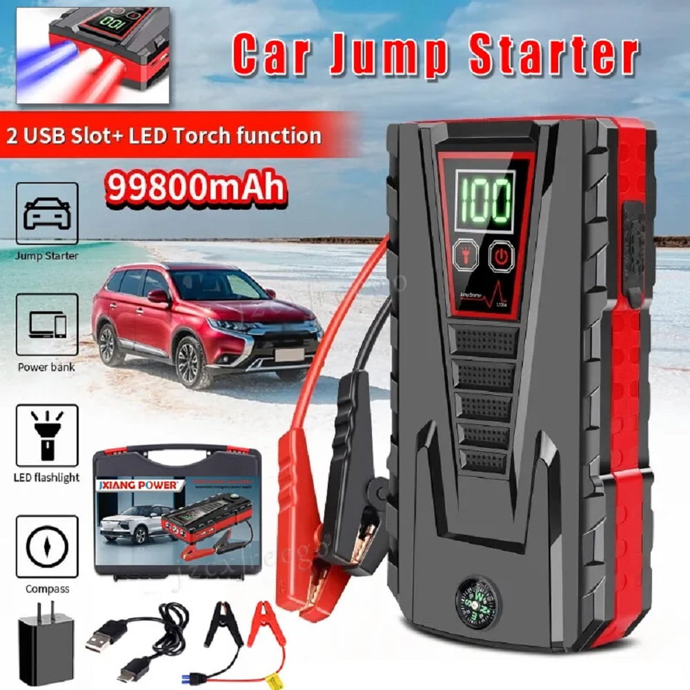 DEISNGB Portable Car Jump Starter 5000A Peak, 99800mAh Battery, LED Charger, Power Bank, Safety Features
