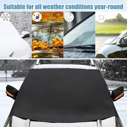 EVLIVE Winter Windshield Cover for Snow, Frost & Ice, 69x43 Inches, Perfect for cars and mid-size vehicles, Black
