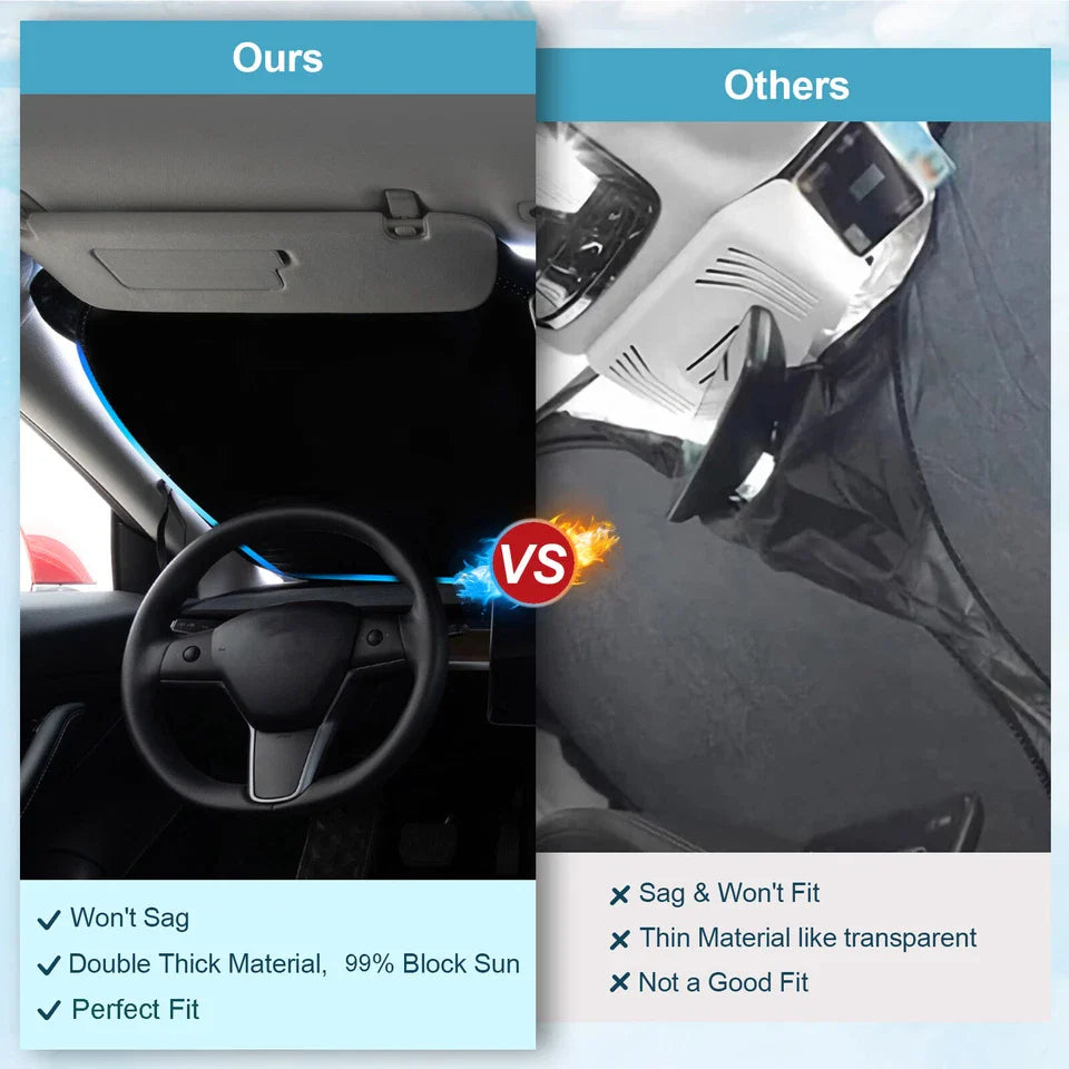 Custom Fit Windshield Sun Shade Visor Sunshade Block For Tesla Model 3 Y X 2024