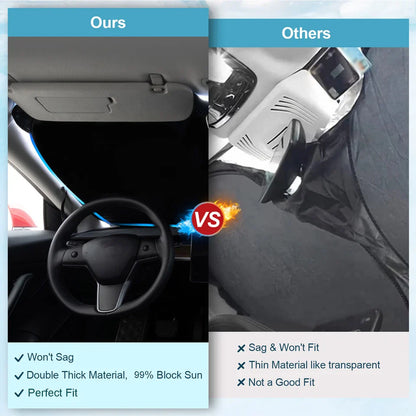 Custom Fit Windshield Sun Shade Visor Sunshade Block For Tesla Model 3 Y X 2024