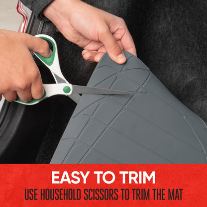 Motor Trend Original FlexTough Gray Rubber Car Floor Mats with Trunk Cargo Liner - All Weather Automotive Floor Mats, Heavy Duty Trim to Fit Design, Floor Liners for Cars Truck Van SUV