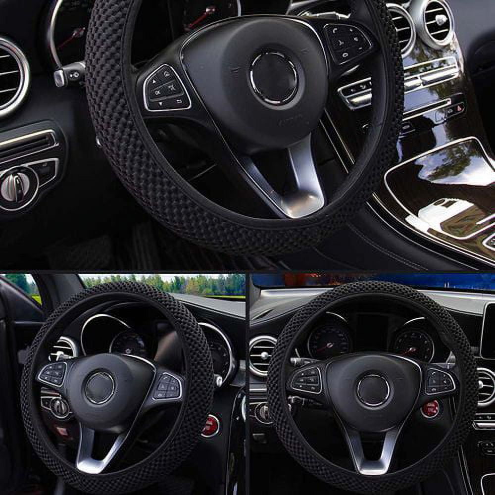PWFE Universal 38cm Car Auto Steering Wheel Cover Elastic Ice Silk Summer Cool Non-Slip Auto Accessories(Brown)