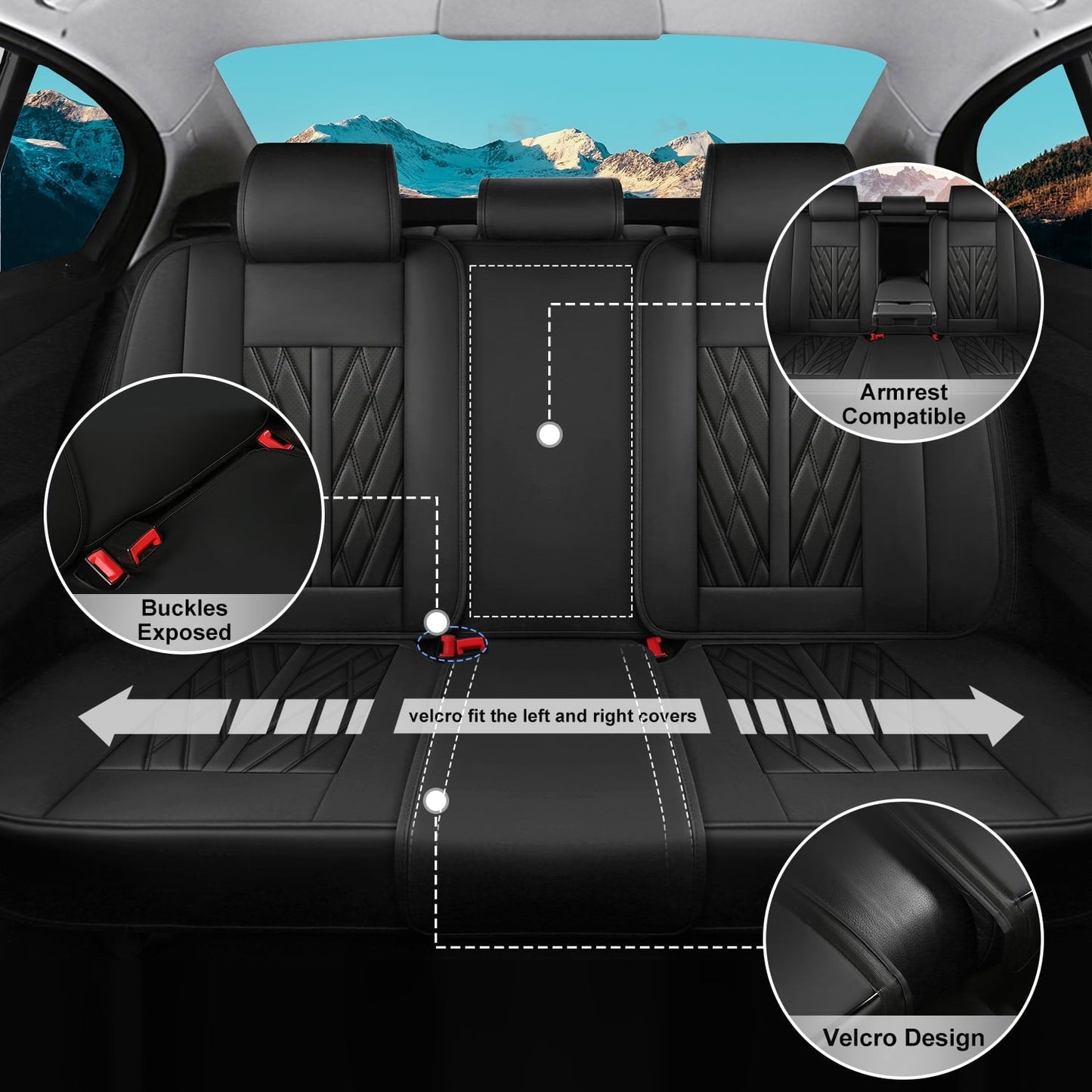 AOMSAZTO Car Seat Covers Fit for Toyota RAV4 2013-2025 Full Set Leather Seat Cushion Waterproof Automotive Seat Protectors(5 Seats,Black)