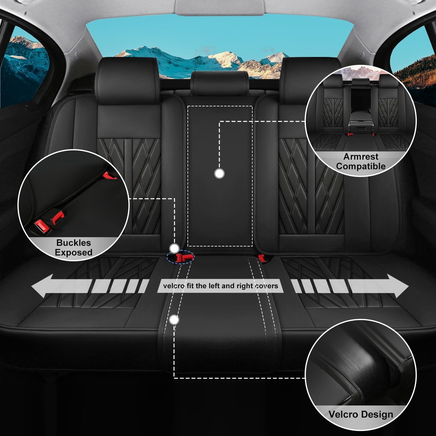 AOMSAZTO Car Seat Covers Fit for Toyota RAV4 2013-2025 Full Set Leather Seat Cushion Waterproof Automotive Seat Protectors(5 Seats,Black)