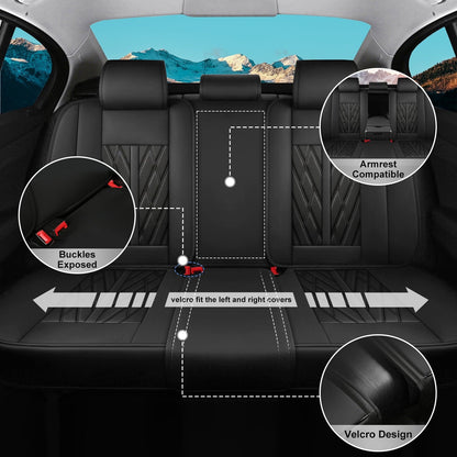 AOMSAZTO Car Seat Covers Fit for Toyota RAV4 2013-2025 Full Set Leather Seat Cushion Waterproof Automotive Seat Protectors(5 Seats,Black)