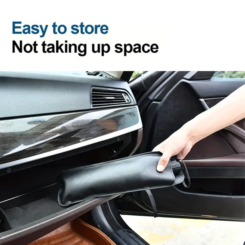 BYXAS 2 Pack 2025 Upgraded Car Windshield Sun Shade [Cool Down by 75°] with Heat Insulation Coating, Foldable Sunshade Umbrella Flexible Handle & Ribs, (55"x31") for Most Car, SUV, Truck, Van