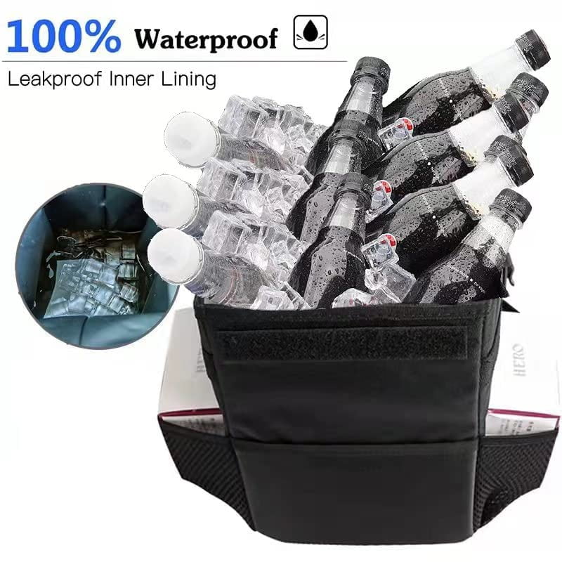 YMWVH Waterproof Car Trash Can with Lid, Leak-Proof Hanging Car Trash Can, Car and Truck Garbage Bag Storage Bag (Black)