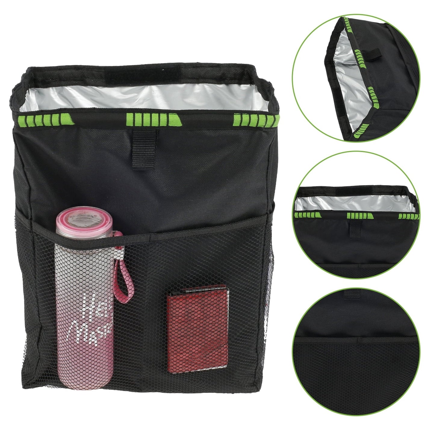 Fznkrag Car Trash Can 3.2 Gallons Large Capacity Hanging Car Trash Bin with 4 Storage Pockets for Car SUV