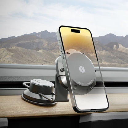 ToughTested MagTough 3-in-1 Magnetic Car Phone Mount, MagSafe Compatible Dash, Windshield & Vent Mount, 360° Rotation, Strong Suction & Adapter Ring – Black