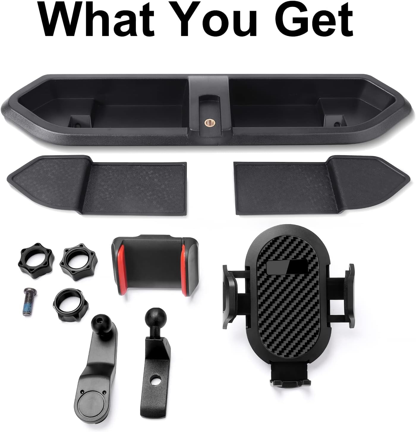 DIAMOOKY Phone Mount for 2018-2023 Jeep Wrangler JL JLU & Gladiator JT, Phone Holder Dash Tray System Kit with Metal Rod Extension Arm 360° Adjustable