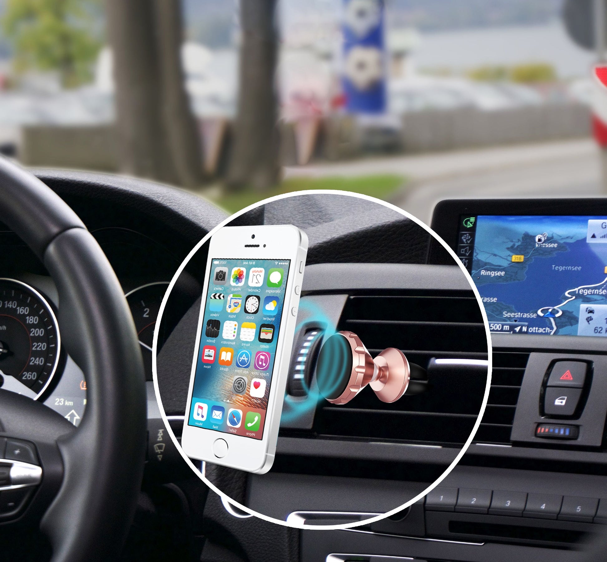 CyberTech 2-Pack Universal Magnetic Air-vent Car Mount with Dash Mount Holders for Smart Phones/GPS