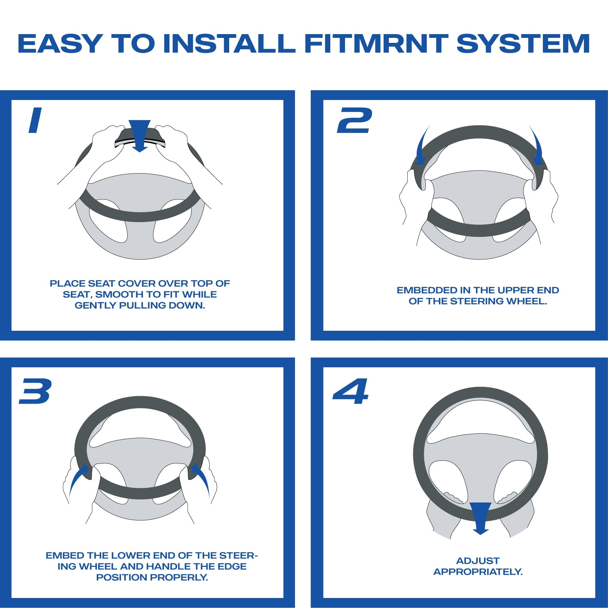 Skechers Air Cooled Memory Foam Steering Wheel Cover, Breathable Comfort Grip, Soft Leather, All-Season Fit for Cars, SUVs, and Trucks Blue