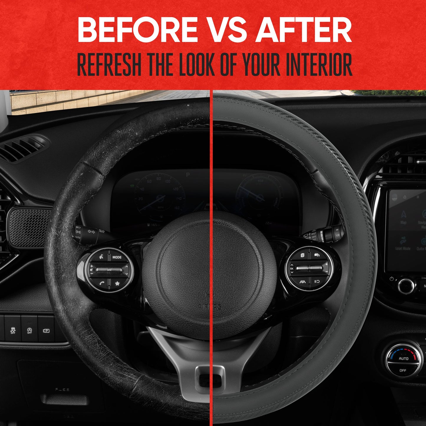 Motor Trend Carbon Fiber Grip Steering Wheel Cover - CarbonGripX Charcoal Gray and Black, Comfortable Non-Slip Design