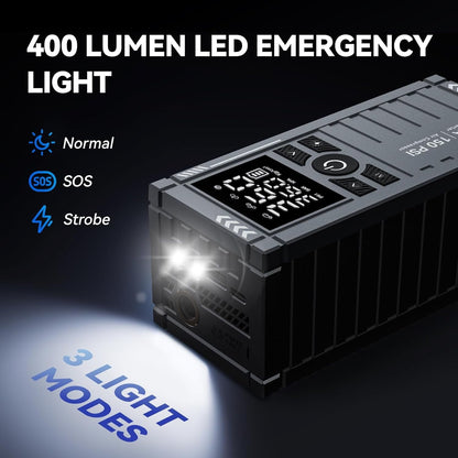 TRAKAR Car Battery Charger Jump Starter with Air Compressor, 5000A 150PSI (9.0 Gas/8.0L Diesel), 14.8V Jump Box Car Battery Jumper Starter Portable with Jumper Cables, LCD Display, Lights