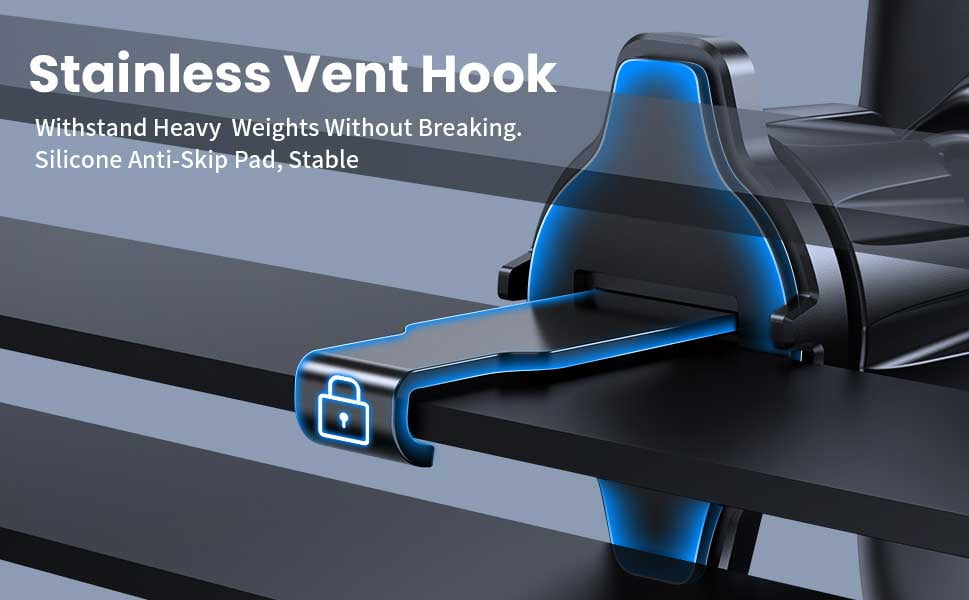 GUANDA Car Phone Holder for Air Vent, Secure Hook Clip with 360° Adjustable Mount, Compatible with iPhone, Samsung and Android Phones