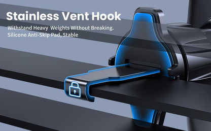 GUANDA Car Phone Holder for Air Vent, Secure Hook Clip with 360° Adjustable Mount, Compatible with iPhone, Samsung and Android Phones