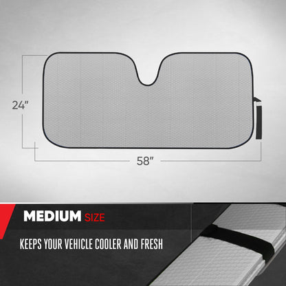 Motor Trend Front Windshield Sun shade - Accordion Folding Auto Sunshade for Car Truck SUV 58 x 24 Inch (Gray) - AS-311-GR_am