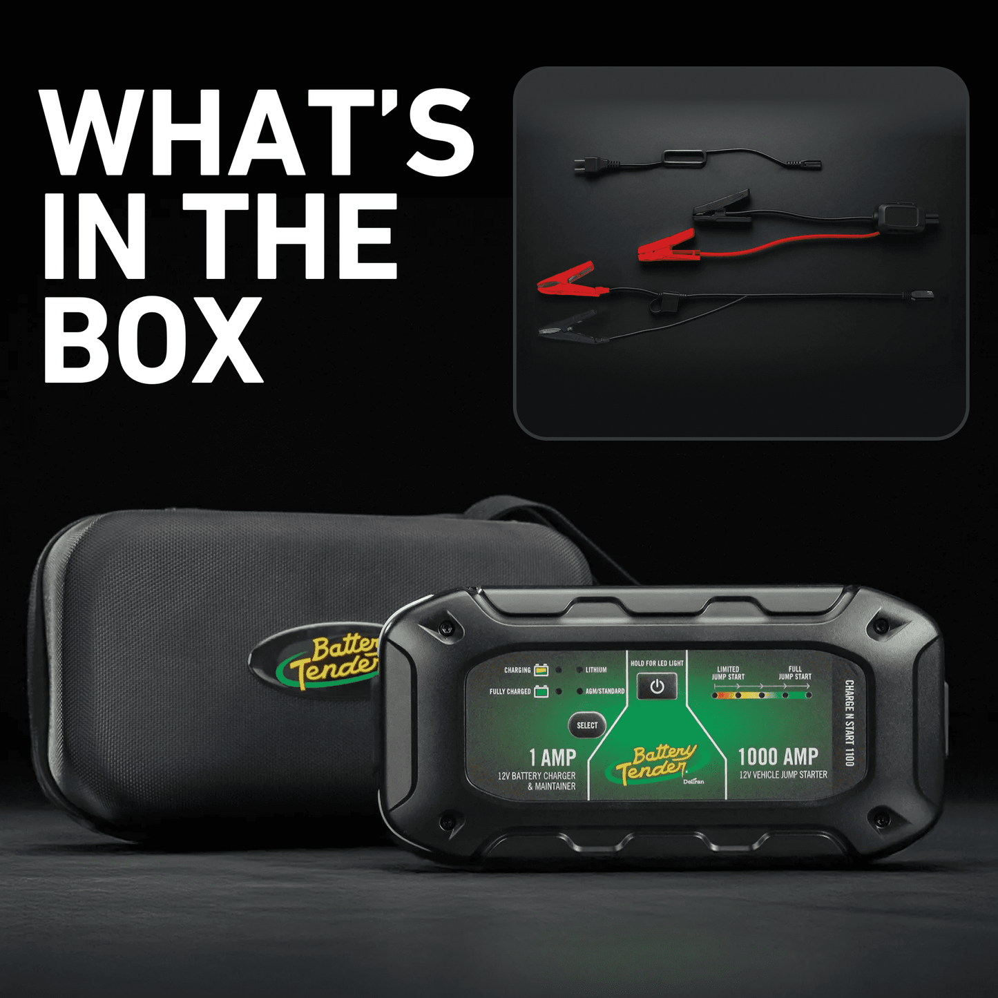 Battery Tender Charge N Start 1100 - 12V 1A Automotive Battery Charger & 1000A Jump Starter