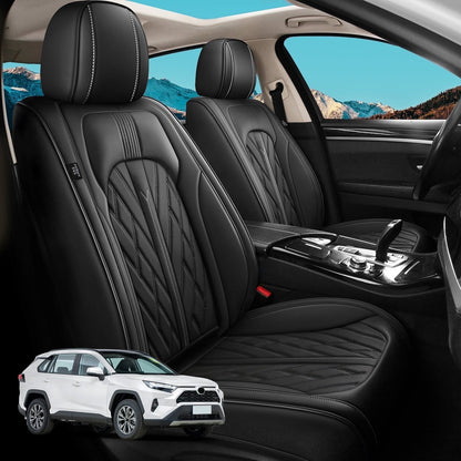 AOMSAZTO Car Seat Covers Fit for Toyota RAV4 2013-2025 Full Set Leather Seat Cushion Waterproof Automotive Seat Protectors(5 Seats,Black)