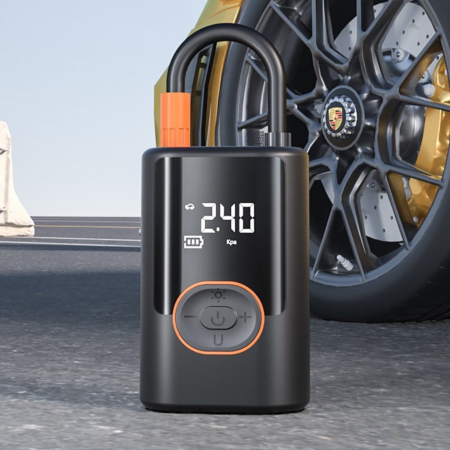 Airmoto - Portable Tire Inflator - Wireless (Including Charging Bank) Car Wireless Air Pump Mini Portable Car Air Pump,Portable Air Compressor for Car Tires,(A)7.8"