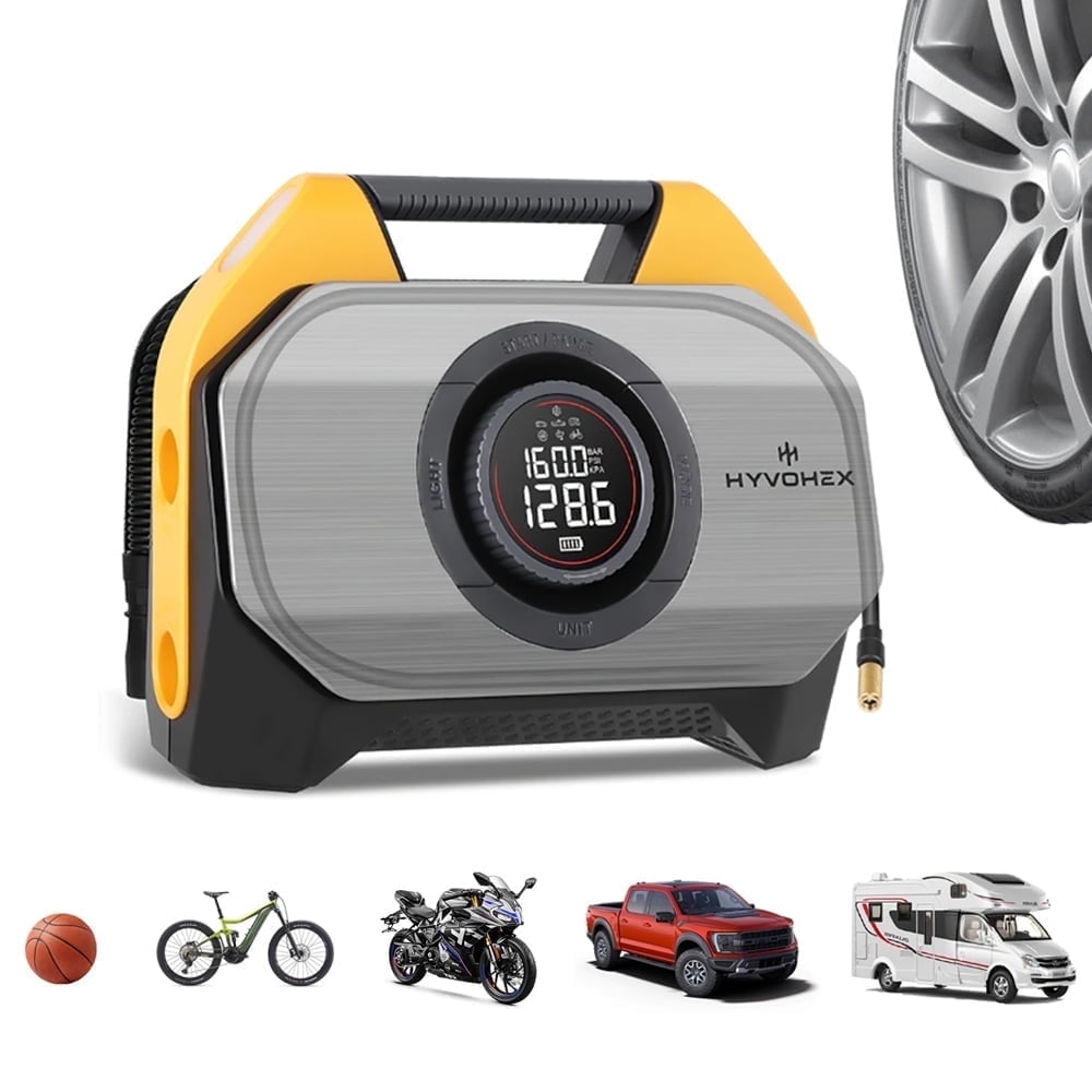 HYVOHEX Tire Inflator Portable Air Compressor for Heavy-duty Vehicle Cordless Air Pump for Car Inflatables 15600mAh Battery