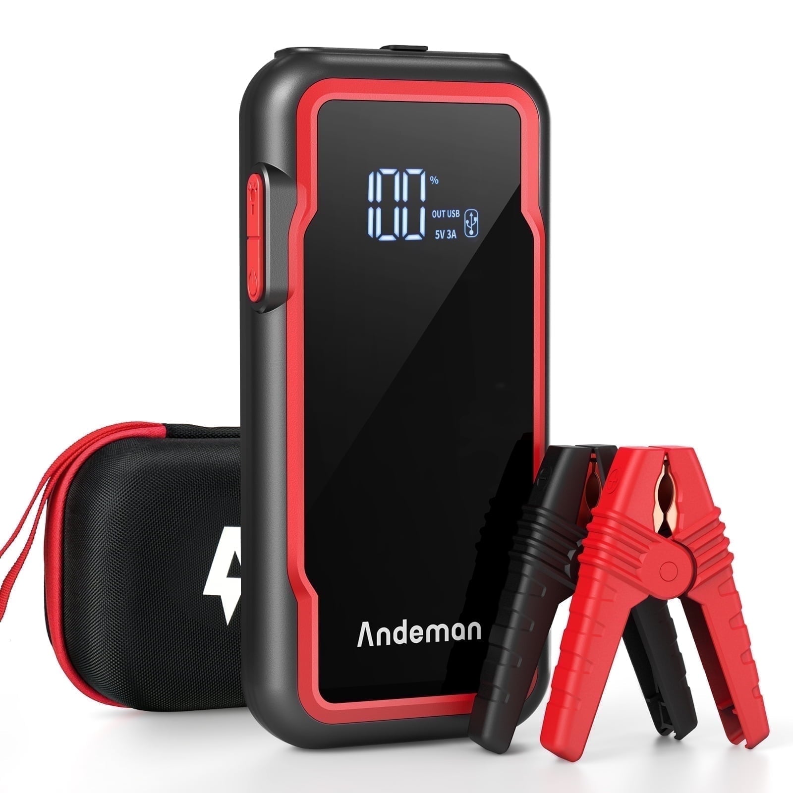 Audew (Andeman) Car Jump Starter, 3000A Peak 20000mAh Battery Jump Starter, Start Any 9L Gas Engine or up to 7L Diesel Engine, 12V Car Jumper, Battery Booster Power Pack, Type-C Quick Charge, Red