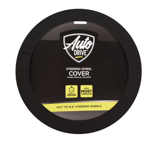 Auto Drive Universal Black Neoprene Waterproof Steering Wheel Cover, Set of 1, Fit for Cars, SUVs, Trucks