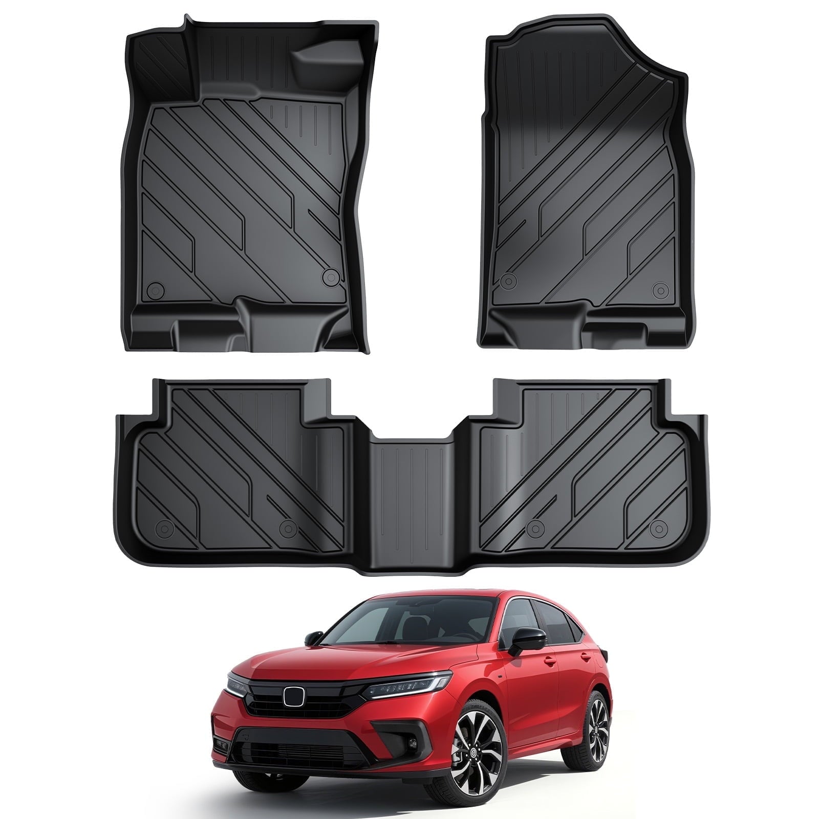 COMAUTO Floor Mats for Honda Civic 2022-2025 Sedan Hatchback Si(Include Sport,Not Hybrid)&Acura Integra 2023 2024 3D Custom Fit All Weather TPE Accessories,Full Set of 3 for Front,Rear