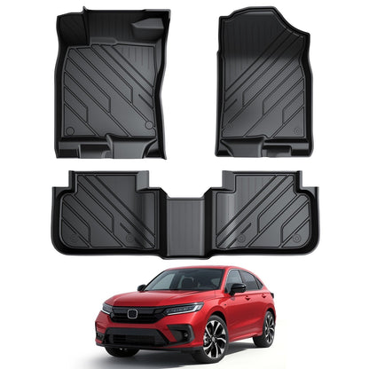 COMAUTO Floor Mats for Honda Civic 2022-2025 Sedan Hatchback Si(Include Sport,Not Hybrid)&Acura Integra 2023 2024 3D Custom Fit All Weather TPE Accessories,Full Set of 3 for Front,Rear