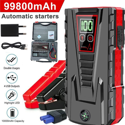 DEISNGB Portable Car Jump Starter 5000A Peak, 99800mAh Battery, LED Charger, Power Bank, Safety Features
